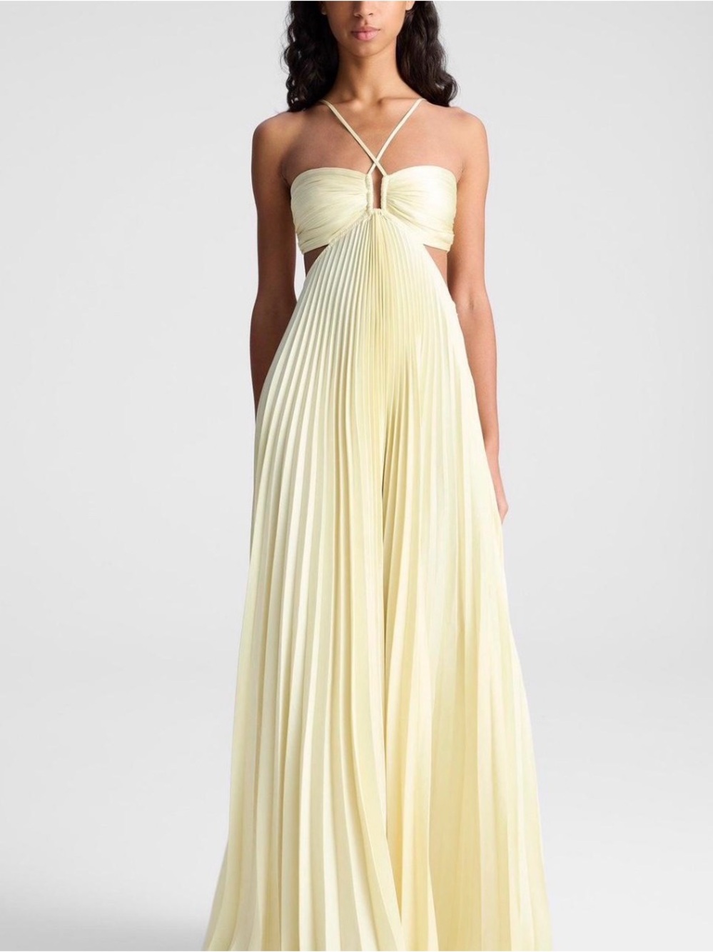 ALC Moira Pleated Dress in Yellow